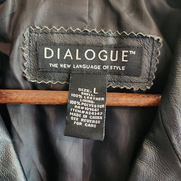 Vintage Leather Jacket Blazer Womens Large Dialogue Y2K Three Button - Picture 3 of 3
